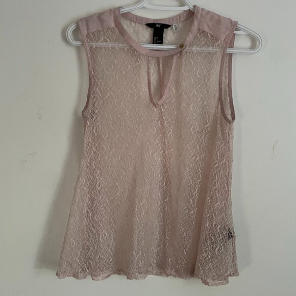 H&M Blush Pink Lace Sleeveless Top - Picture 1 of 8